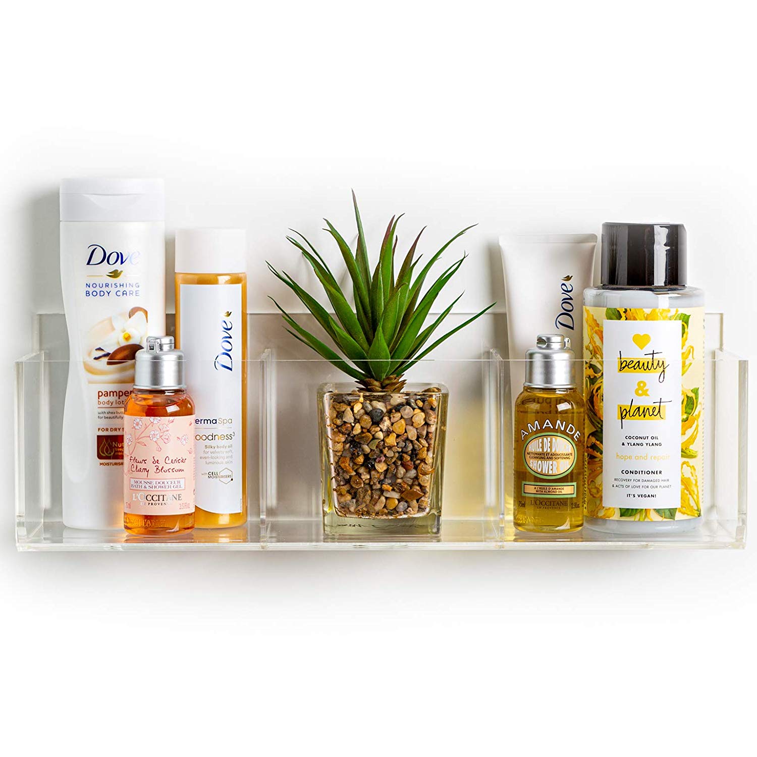 Invisible' Bathroom Organizer Wall Mounted or Free-Standing Luxury Bathroom  Decor. 15” Clear Acrylic Bathroom Shelf with 3 Sections for Toiletries  Makeup Toothbrushes & Over The Toilet Storage - Pretty Display: Making Your