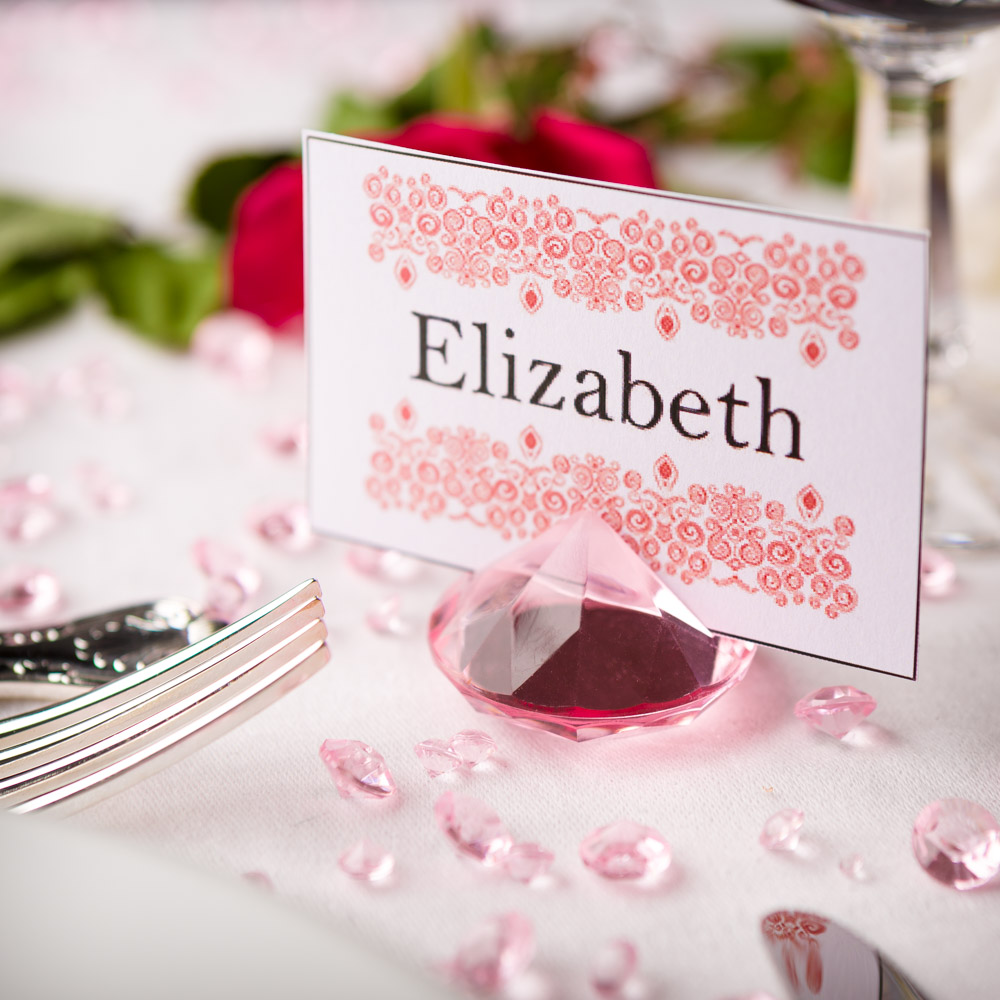 Pink Crystal Diamond Wedding Table Seating Name Place Cards