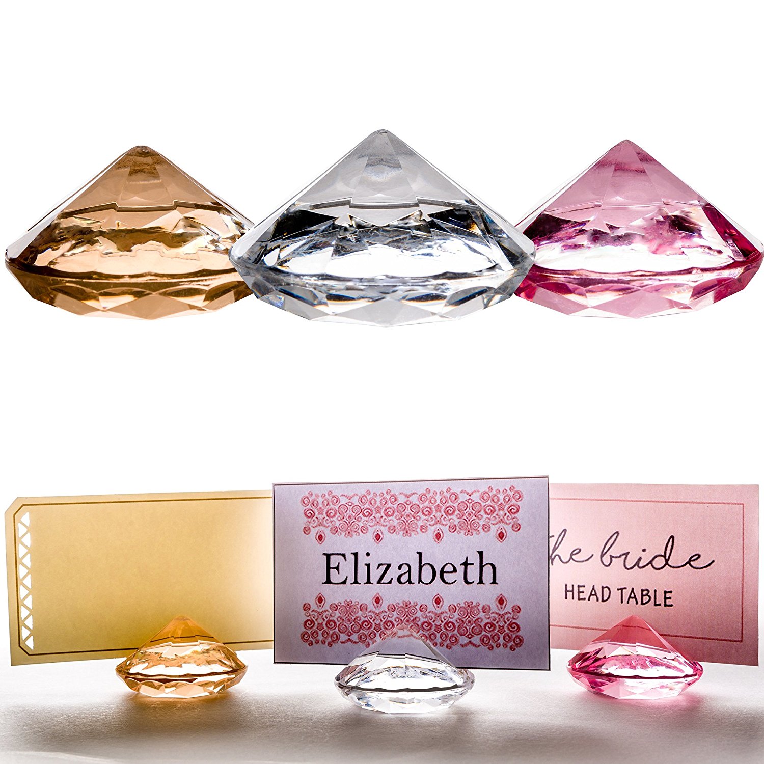 Pink Crystal Diamond Wedding Table Seating Name Place Cards
