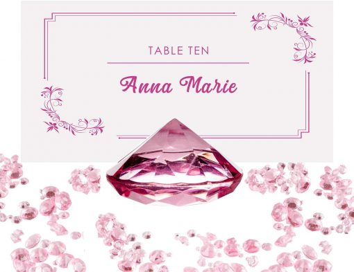 Luxury Diamond Place Card or Table Number Holder Pink