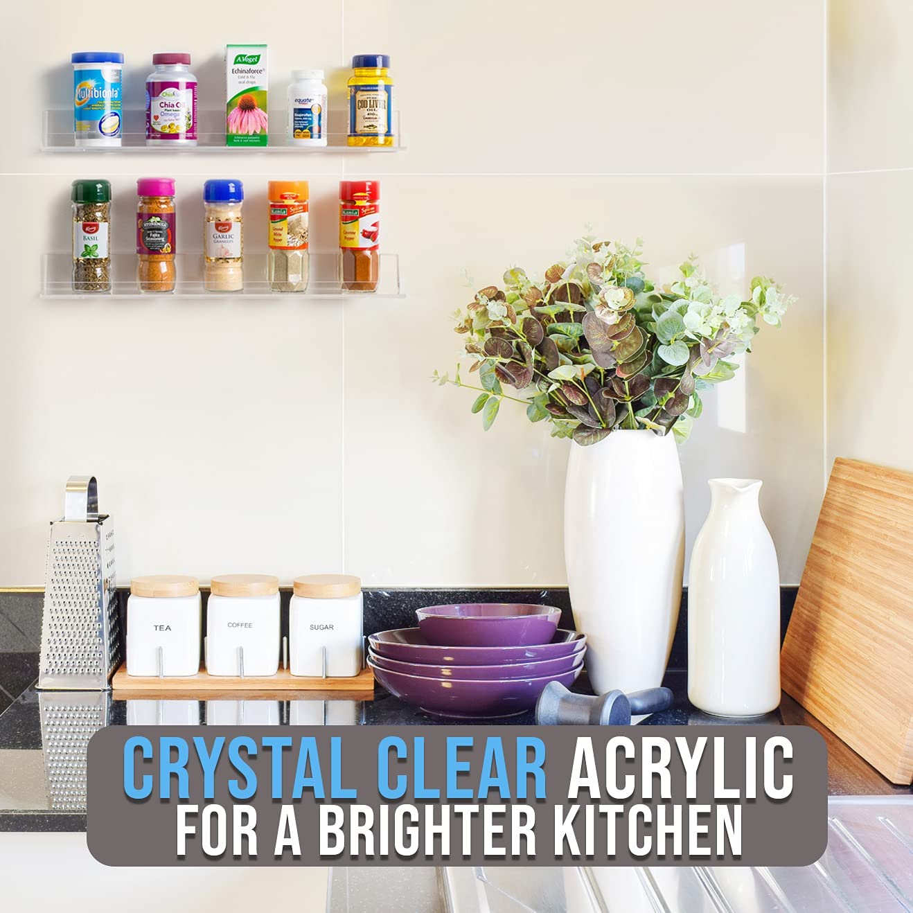 crystal clear acrylic kitchen shelves