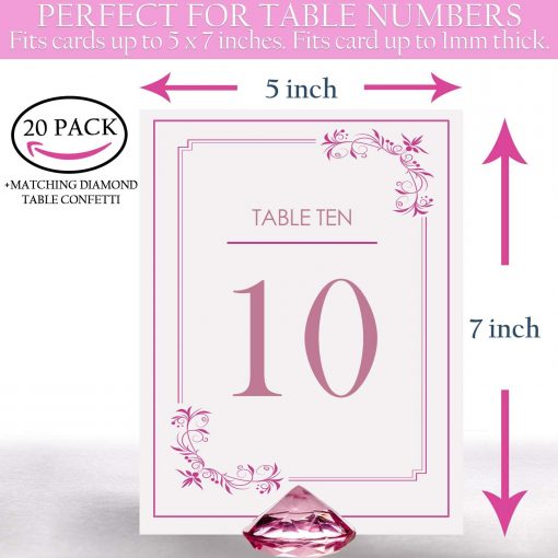 pink diamond table card holder